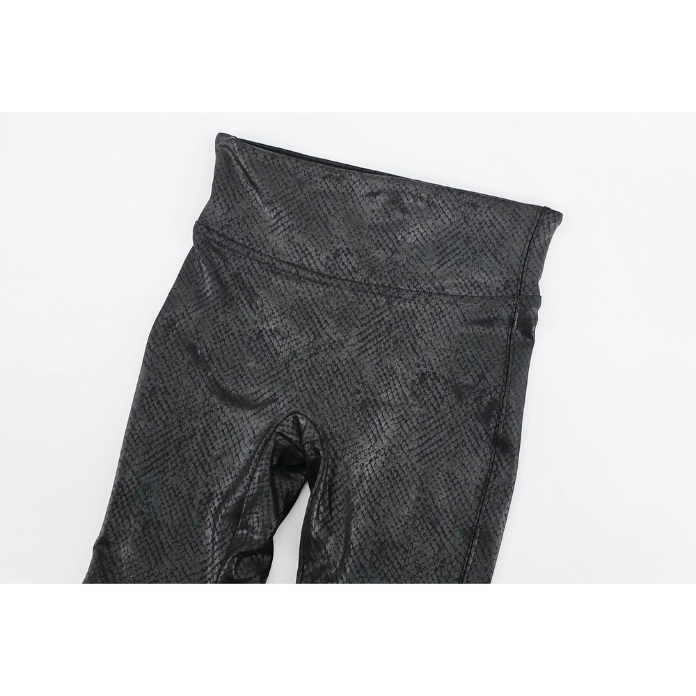 Spanx Edgy Faux Leather Snakeskin Leggings Size XS Womens Black Athleisure